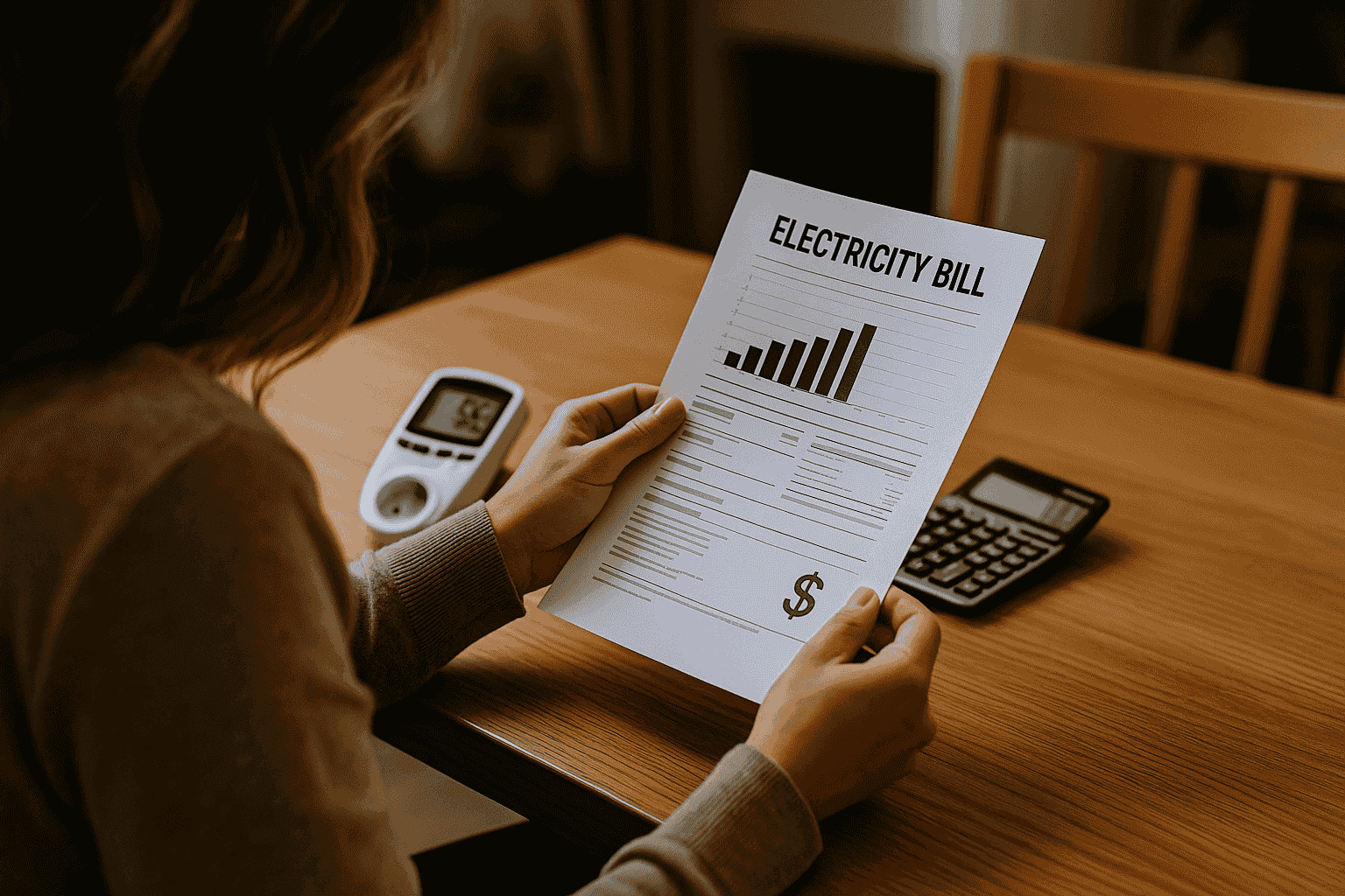 Person looking at a high electricity bill